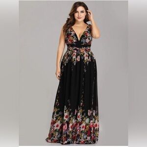 NWT Ever Pretty Dress Sleeveless Floral Chiffon Maxi High Waisted Sz 20 6XL